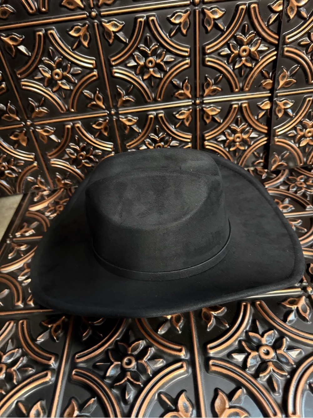 Black Western Cowboy Hat with Rhinestone Buckle - Picture 3 of 5
